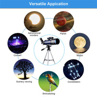 HKM-134547 70mm Refractor Telescope for Moon and Astronomy Watching - 16X to 67X Magnification with Finder Scope