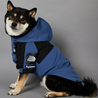 HKM-1346109 Durable Blue Denim Raincoat for Large Dogs - Windproof and Waterproof Pet Jacket