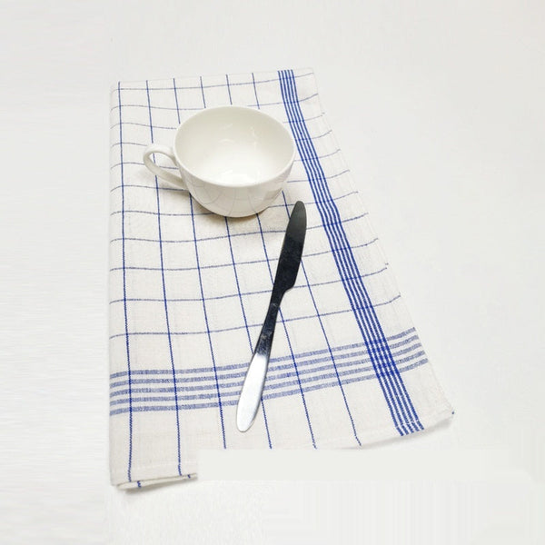 HKM-134739 Linen Cotton Yarn-Dyed Plaid Kitchen Towel in Blue - Fast Absorption and Durable Design
