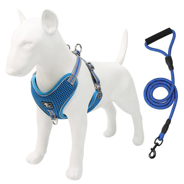HKM-1347773 Adjustable Pet Chest Strap Traction Rope for Dogs - Available in Blue, Black, Red, Multiple Sizes