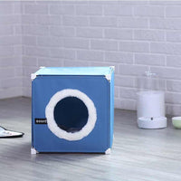 HKM-1348541 Double-Storey Fully Enclosed Cat Nest - Four Seasons Comfort with Polyester & Iron Frame