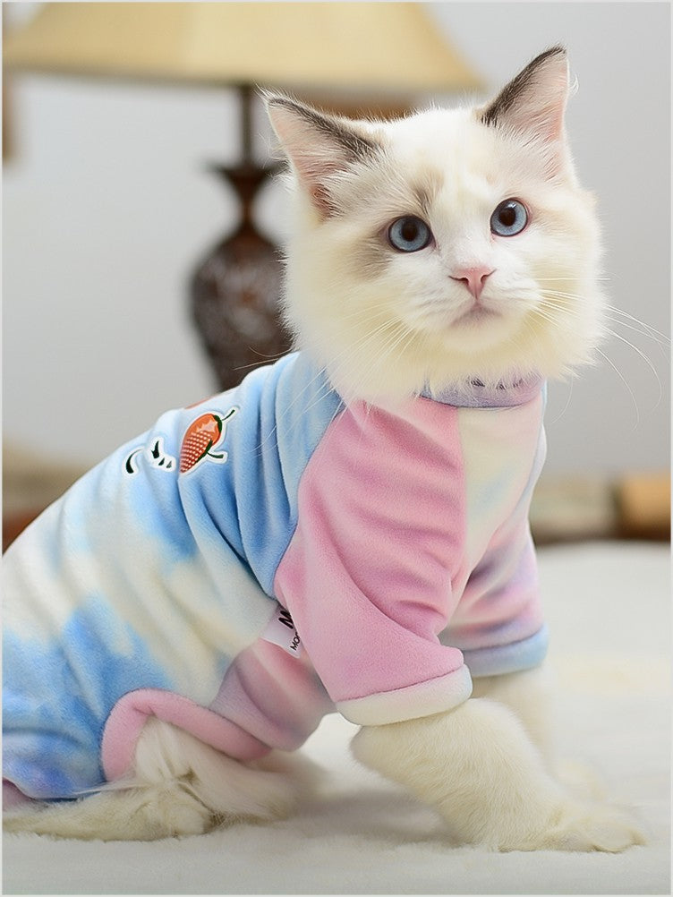 HKM-1349053 Silver Fox Velvet Tie-Dyed Four-Legged Jacket for Pets