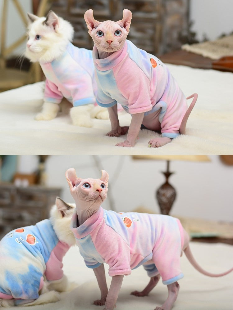 HKM-1349053 Silver Fox Velvet Tie-Dyed Four-Legged Jacket for Pets