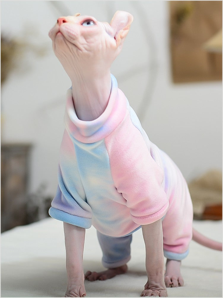 HKM-1349053 Silver Fox Velvet Tie-Dyed Four-Legged Jacket for Pets