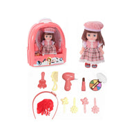 HKM-135123 Girls Vinyl Body Doll Play Set with Beauty Accessories for Toddlers