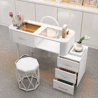 HKM-135187 Durable White Nail Table for Beauty Salons and Manicure Services