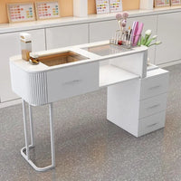 HKM-135187 Durable White Nail Table for Beauty Salons and Manicure Services