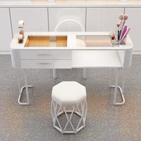 HKM-135187 Durable White Nail Table for Beauty Salons and Manicure Services
