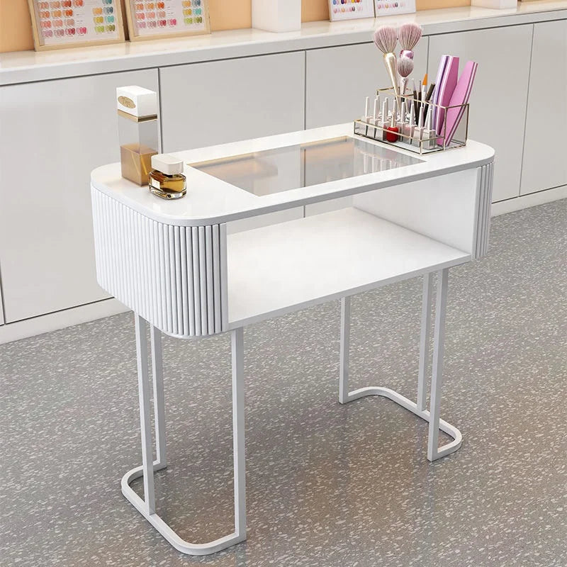 HKM-135187 Durable White Nail Table for Beauty Salons and Manicure Services