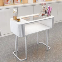 HKM-135187 Durable White Nail Table for Beauty Salons and Manicure Services