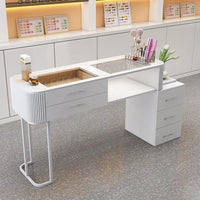 HKM-135187 Durable White Nail Table for Beauty Salons and Manicure Services