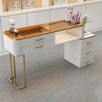HKM-135187 Durable White Nail Table for Beauty Salons and Manicure Services