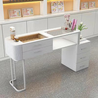 HKM-135187 Durable White Nail Table for Beauty Salons and Manicure Services