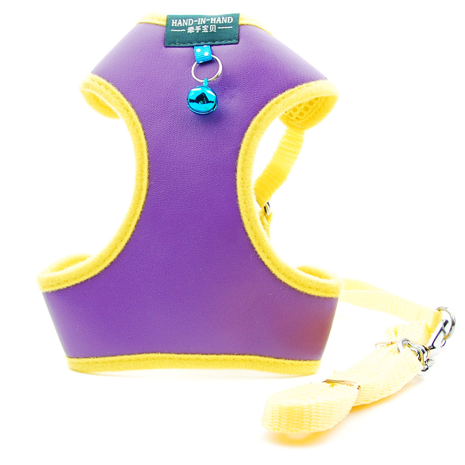 HKM-1353533 Breathable PU Mesh Vest-Style Harness with Adjustable Straps and Durable Copper Bell for Pets