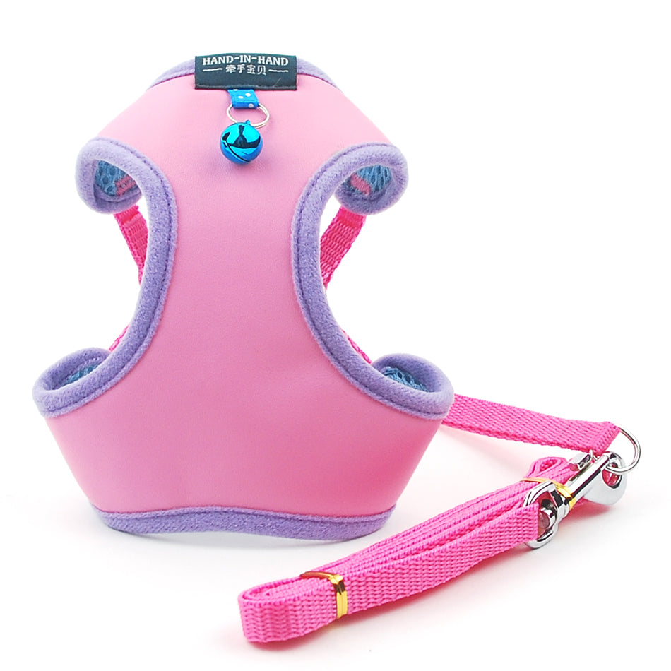 HKM-1353533 Breathable PU Mesh Vest-Style Harness with Adjustable Straps and Durable Copper Bell for Pets