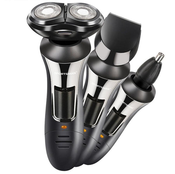 HKM-135379 3-in-1 Rechargeable Electric Rotary Shaver with Floating Cutting Heads for Comfortable Shaving