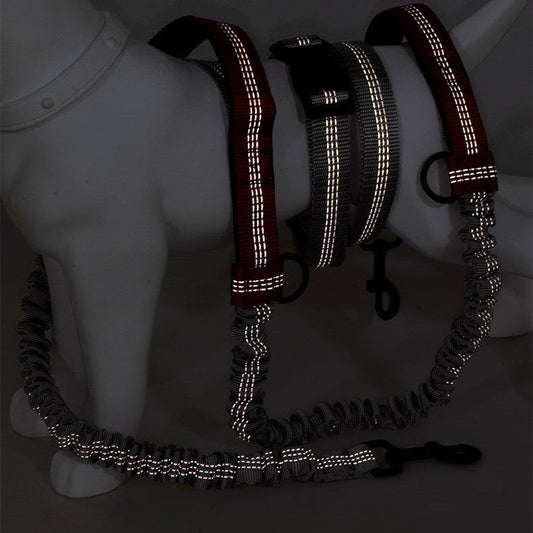 HKM-1354045 Reflective Telescopic Dog Leash with Adjustable Traction Belt in Multiple Colors