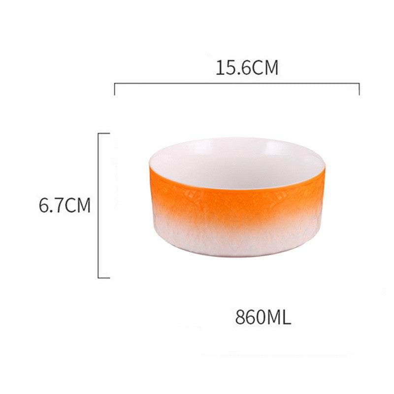 HKM-1354429 Ceramic Pet Bowl with Wooden Anti-Slip Base for Cats and Dogs - 860 ml, Easy to Clean