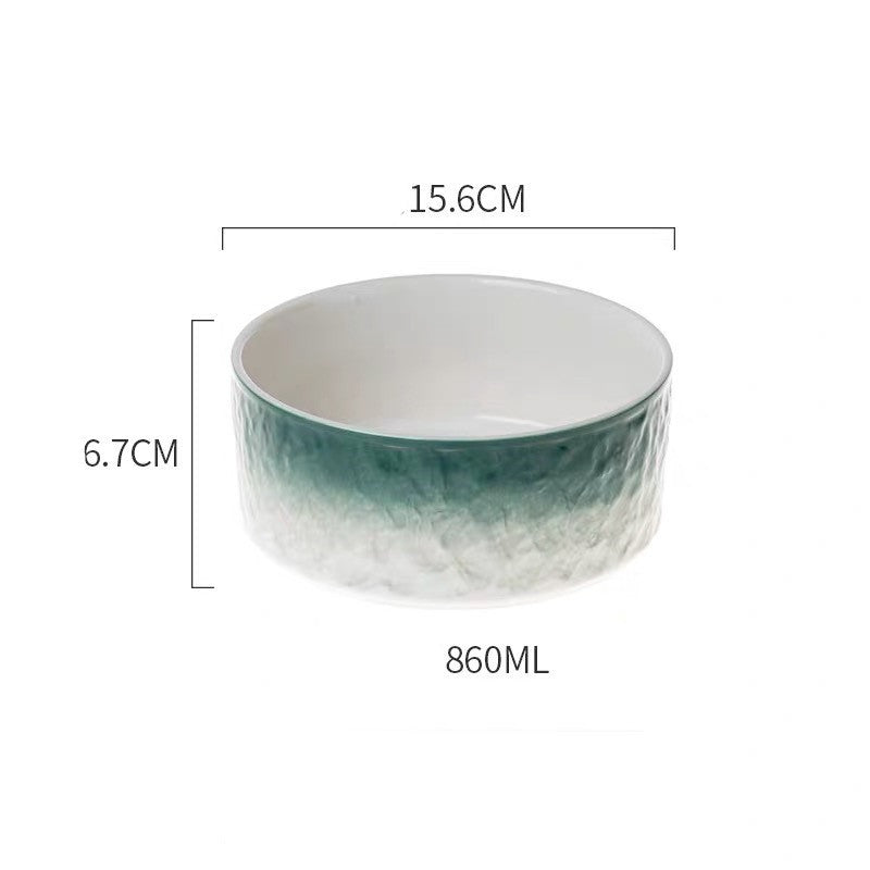 HKM-1354429 Ceramic Pet Bowl with Wooden Anti-Slip Base for Cats and Dogs - 860 ml, Easy to Clean