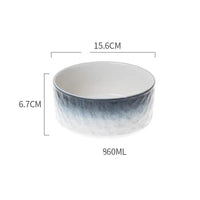 HKM-1354429 Ceramic Pet Bowl with Wooden Anti-Slip Base for Cats and Dogs - 860 ml, Easy to Clean