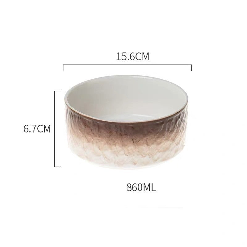 HKM-1354429 Ceramic Pet Bowl with Wooden Anti-Slip Base for Cats and Dogs - 860 ml, Easy to Clean