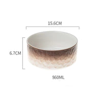 HKM-1354429 Ceramic Pet Bowl with Wooden Anti-Slip Base for Cats and Dogs - 860 ml, Easy to Clean