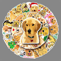 HKM-135443 Golden Retriever Cartoon Animal Stickers - 50 Waterproof DIY Graffiti Designs (5.5-8.5cm)