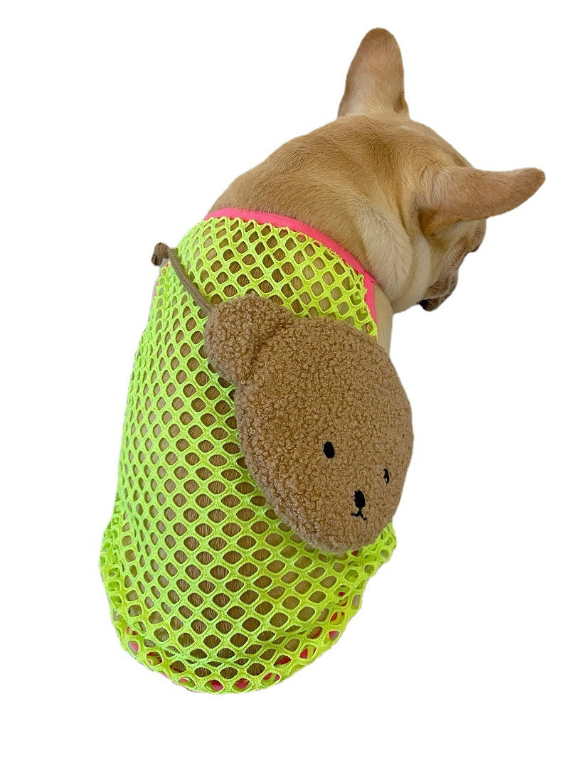 HKM-1354813 Summer Breathable Sun Protection Vest for Dogs - Orange and Green, Multiple Sizes Available