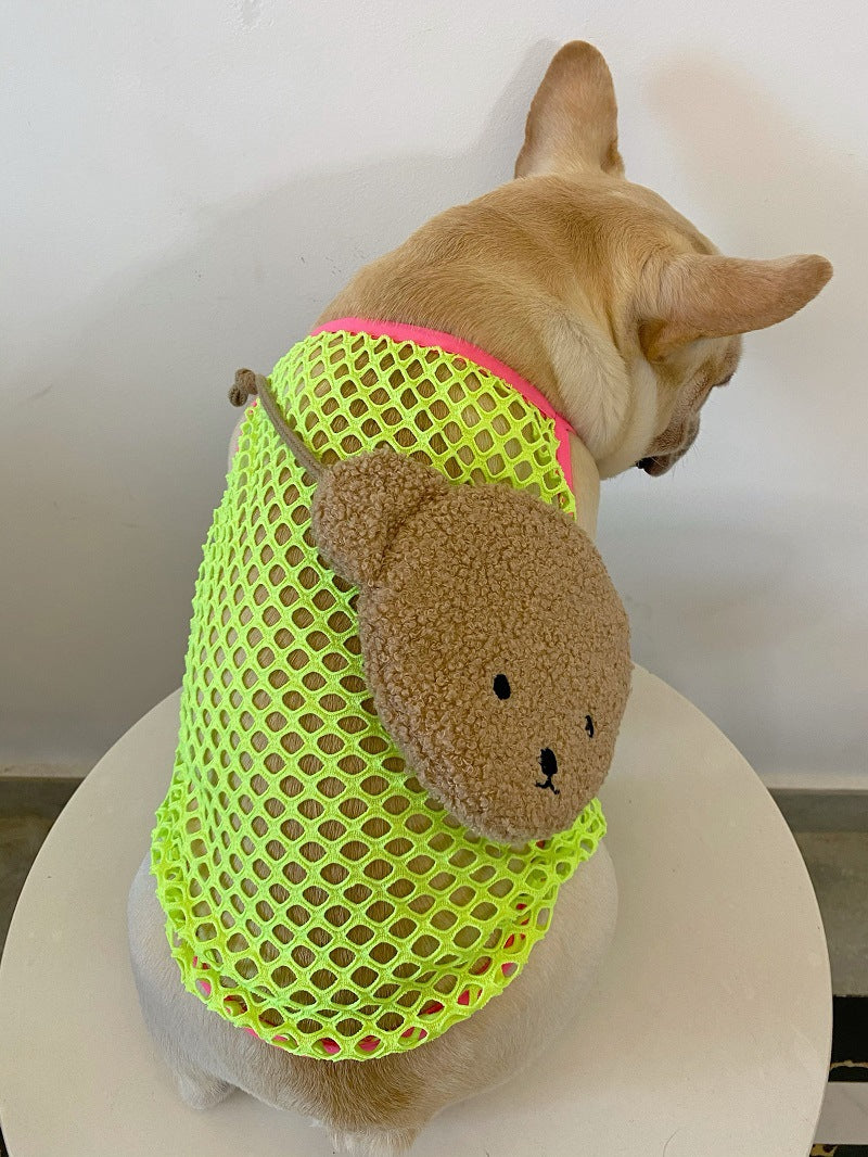 HKM-1354813 Summer Breathable Sun Protection Vest for Dogs - Orange and Green, Multiple Sizes Available