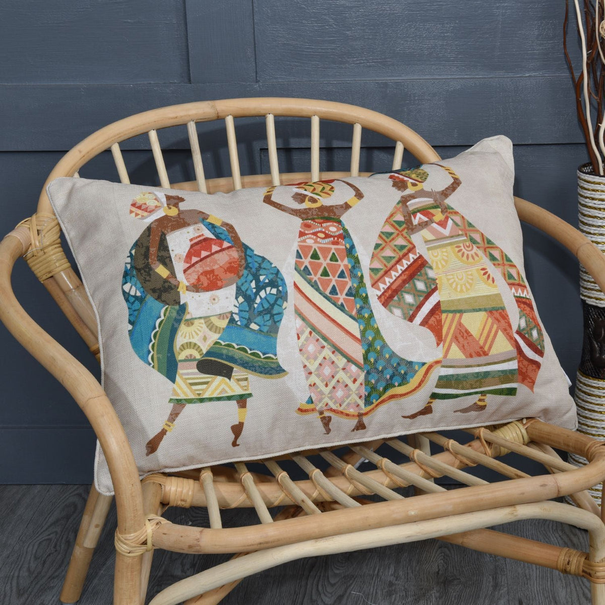 HKM-135635 Ethnic Style White Cai Li Cloth Cushion Cover, 40x60CM for Living Room & Bedroom