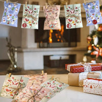 HKM-135763 24Pcs Christmas Advent Calendar Gift Bags with Countdown Stickers, Santa Claus and Snowman Patterns, Ideal for Tree Decoration
