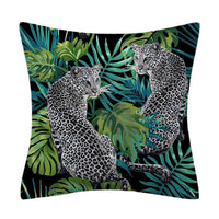 HKM-135763 Leaves Pattern Printed Super Soft Short Velvet Cushion Cover - 45 x 45 cm