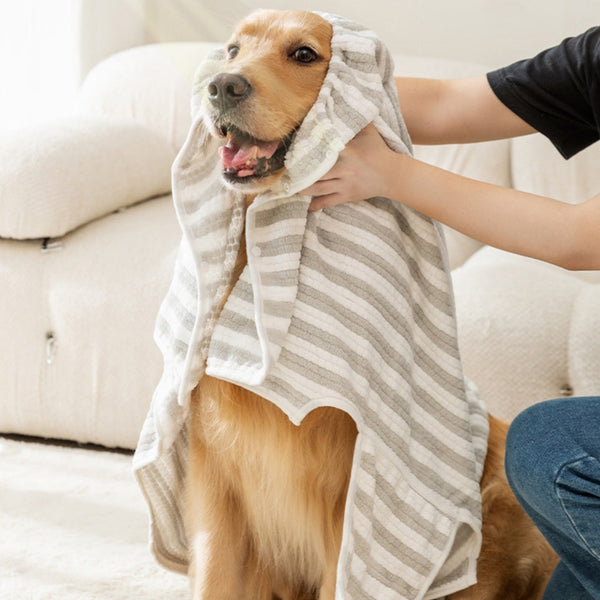 HKM-135891 Extra Large Quick-Drying Dog and Cat Bathrobe in Corn Velvet - Milo Grey, Oli Pink, Pau Brown