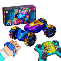 HKM-135891 Gesture Sensing Dual Remote Control Stunt Car with Light and Music, Transforming 4WD Drift Vehicle for Indoor Outdoor Play