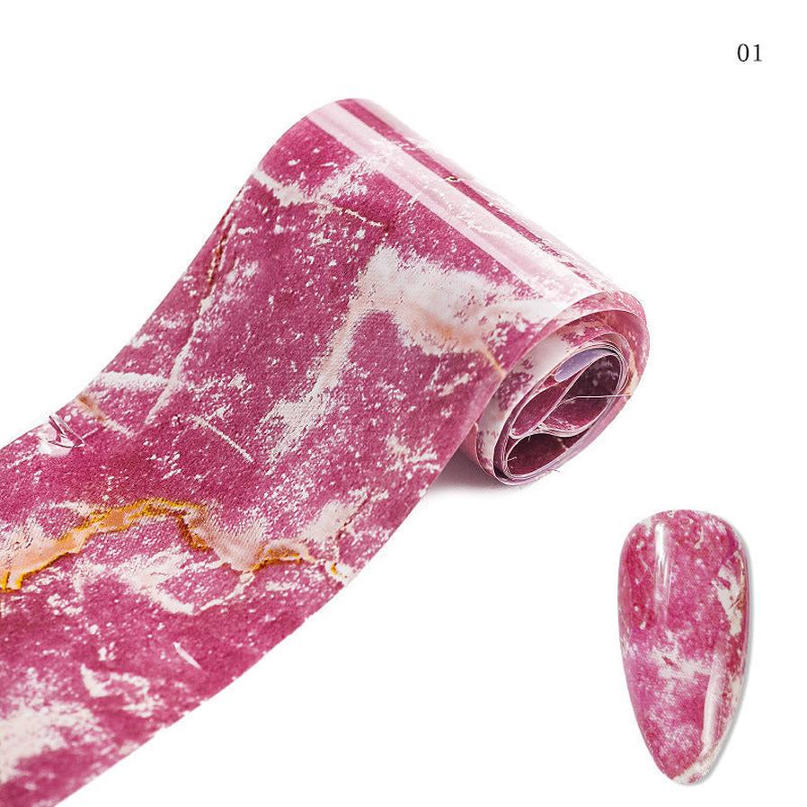 HKM-135955 Marble Smudge Pattern Cellophane Nail Art Stickers - 10 Color Variants, 120m x 4cm