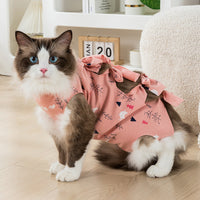 HKM-135955 Pet Cat Sterilization Suit - Anti-Licking, Breathable Cotton Clothing in Yellow, Pink, Blue, Available in S, M, L