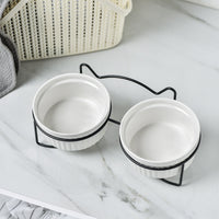 HKM-1360189 Sky Blue, Gorgeous Pink, Elegant White Ceramic Double or Single Bowl Pet Water Feeder with Bracket