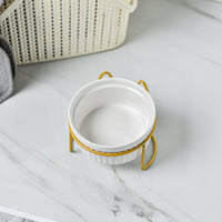 HKM-1360189 Sky Blue, Gorgeous Pink, Elegant White Ceramic Double or Single Bowl Pet Water Feeder with Bracket
