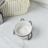 HKM-1360189 Sky Blue, Gorgeous Pink, Elegant White Ceramic Double or Single Bowl Pet Water Feeder with Bracket