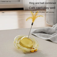 HKM-136083 Funny Cat Educational Toy Cat UFO Tumbler Turntable Self-entertainment To Boredom With Feather Amusement Board