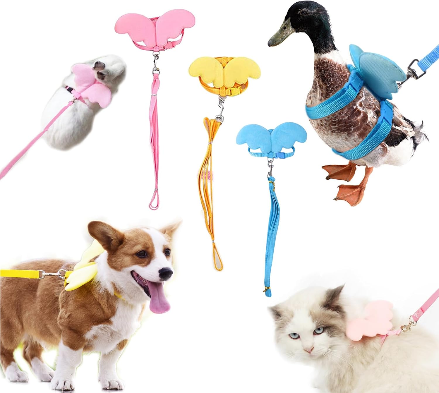 HKM-1361469 Adjustable Harness with Wings and Leash for Chickens, Ducks, Geese, Hens, and Small Pets