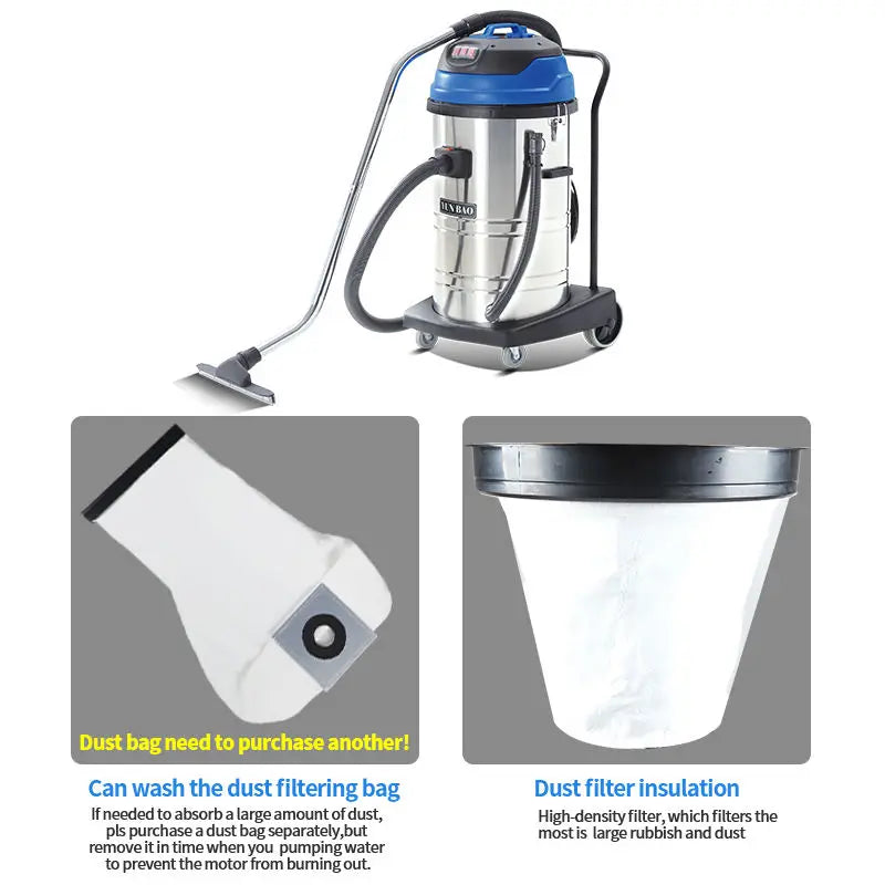 HKM-136211 70L Wet Dry Vacuum Cleaner for Home, Outdoor, RV, and Garage Use - CE ISO Certified