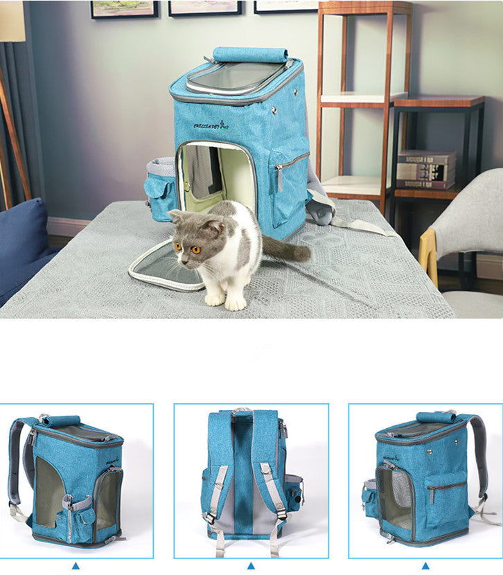 HKM-1362237 Folding Cat Carrier Bag - Durable Polyester, 33.7L Capacity, Medium to Hard Support