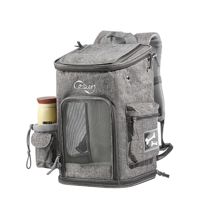 HKM-1362237 Folding Cat Carrier Bag - Durable Polyester, 33.7L Capacity, Medium to Hard Support