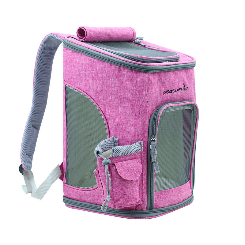 HKM-1362237 Folding Cat Carrier Bag - Durable Polyester, 33.7L Capacity, Medium to Hard Support