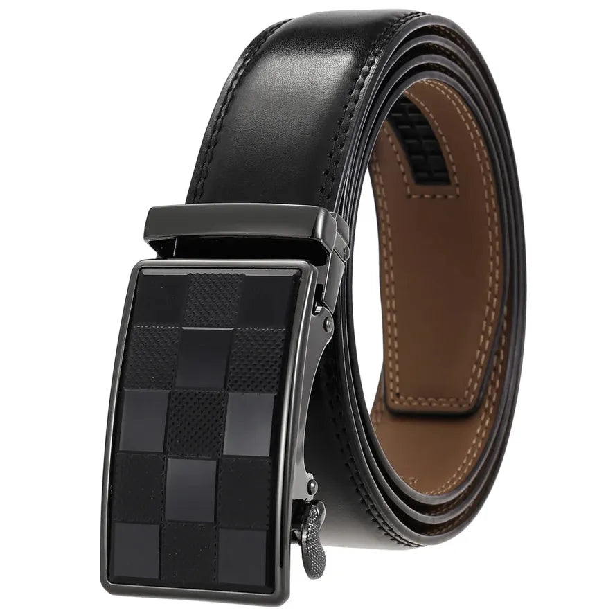 HKM-136339 Custom Genuine Leather Ratchet Belt for Men with Logo Printing Capability - Model LY36-22059-1