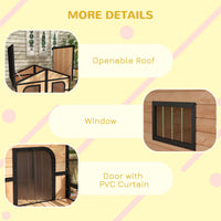 HKM-1363645 Large Wooden Dog House - Weatherproof Rustic Log Cabin Style Elevated Pet Shelter with Porch Deck, 59x64x39 Inches