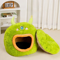 HKM-1364029 Cozy Fully Enclosed Cartoon Monster Pet Bed for Dogs and Cats - Soft and Warm for All Seasons
