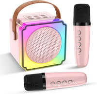 HKM-136467 Portable Mini Speaker with Wireless Dual Microphone for Karaoke and Audio Playback
