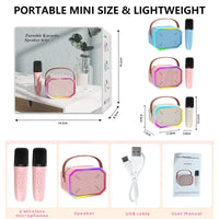 HKM-136467 Portable Mini Speaker with Wireless Dual Microphone for Karaoke and Audio Playback